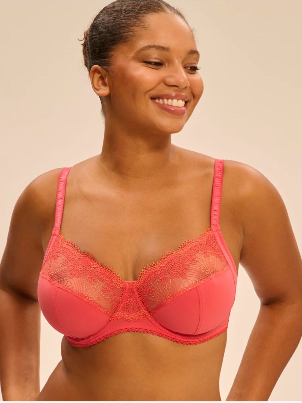 Simone Perele Allure Coral Lace Underwire Bra with Floral Embroidery 38G NWT